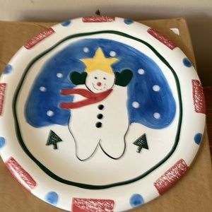 Hausenware MaryJane Mitchell 1999 snowman with star hat Christmas plates 4 set